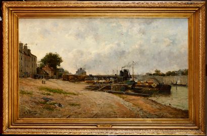 null James Macdonald BARNSLEY (1861-1929), Les quais de seine Huile sur toile Signé...