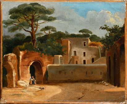 null FRENCH SCHOOL OF THE EARLY 19th CENTURY View of Ponti Rossi, Naples Oil on paper...