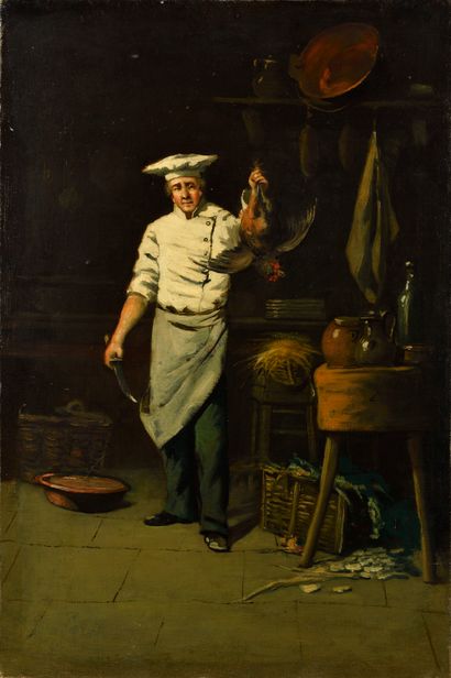 null THEODULE AUGUSTIN RIBOT (1823-1891), Attributed to The cook Oil on panel 73...