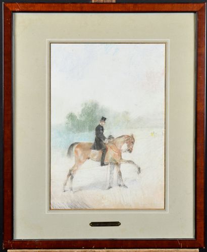  John Lewis BROWN (1829-1890) Rider Pencil and pastel drawing Signed lower right...