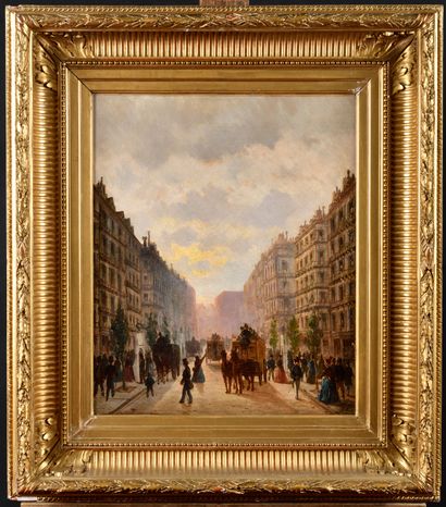 null Charles Euphrasie KUWASSEG (1833/38-1904) Rue animée de Paris Oil on canvas...