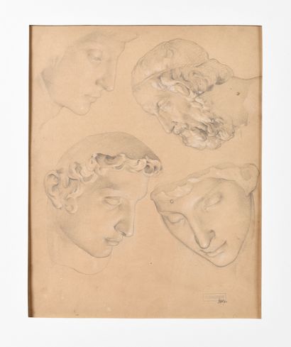null WILLIAM ADOLPHE BOUGUEREAU (FRA/ 1825-1905) Study of faces after the antique...