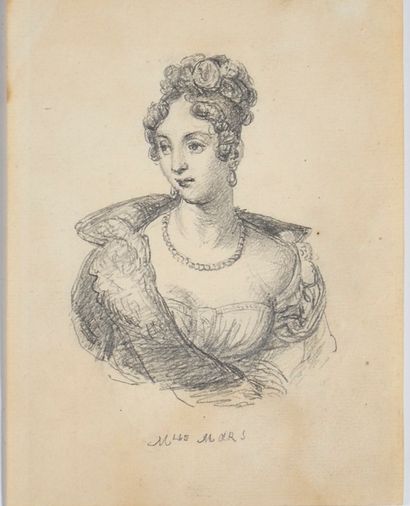 null Portrait of mademoiselle Mars (1779-1847) Graphite on laid paper Titled 'Mlle...
