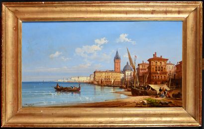 null Charles Euphrasie KUWASSEG (1833/38-1904) Ammarage à Venise Oil on canvas Signed...