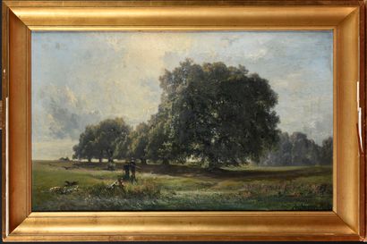 null Alexandre René VÉRON (1826-1897) La chasse Oil on canvas Signed and dated lower...