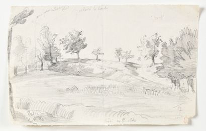 null Eugène DELACROIX (1798-1863) Landscape Black pencil 12.6 x 19.7 cm Several annotations...