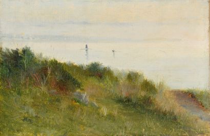 null FRENCH ECOLE OF THE LATE 19th CENTURY Landscape by the sea Oil on canvas 21.5...