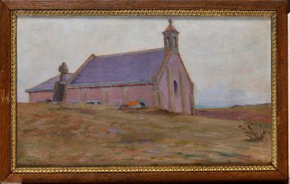 null FRENCH SCHOOL XIXTH CENTURY The Chapel of Saint Clement in Quiberon Oil on panel,...