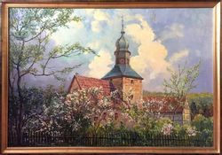 null SCHMIEGELOW (1863-1943) Kirche in Oberham, Hersfeld land Oil on panel Signed...