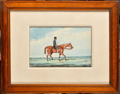  Johnny AUDY (act.1850-1880) Englishman at Versailles Watercolor Signed lower right...