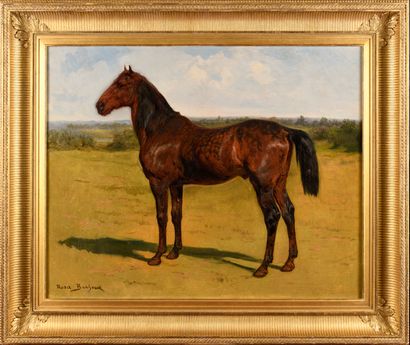 null Rosa BONHEUR (1822-1899) Cheval bai dans la plaine Oil on canvas Bears the stamp...