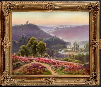 null Gaston ANGLADE (1854-1919) Paysage de bruyère dans la Creuse Oil on canvas,...