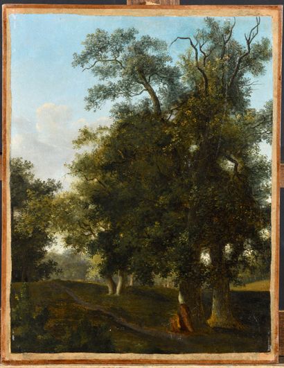 null Early 19th century FRENCH SCHOOL Study of an undergrowth Oil on paper mounted...