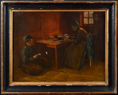 null Jules BENOIT-LÉVY (1866-1952) Scène d'intérieur en Hollande Oil on canvas Signed,...
