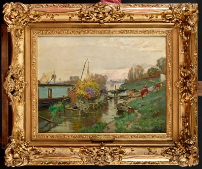 null Alexandre NOZAL (1852 - 1929) Pont de l’arche Huile sur toile Signé en bas à...
