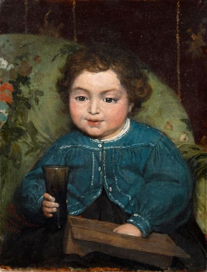 null LAWRENCE ALMA-TADEMA (1836-1912) Portrait d’enfant jouant aux dés (recto), Esquisses...