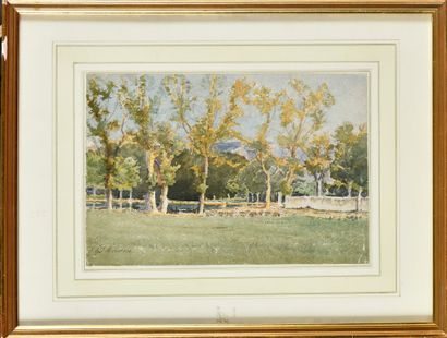null Henri Laurent MOUREN (1844-1926) Landscapes Two watercolors Signed on the lower...