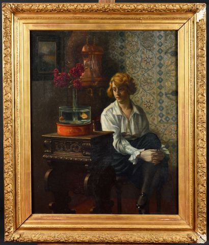 Frédéric WENZ (1865-1940) Jeune femme observant...