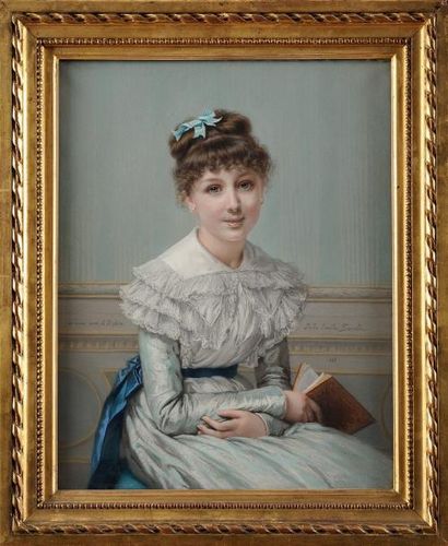 Jules Emile SAINTIN (Lemée 1829 - Paris 1894) Portrait de Melle A. Robin Pastel sur...