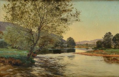 Albert Gabriel RIGOLOT (Paris 1862 - 1932) Bord de rivière Huile sur toile 81,5 x...