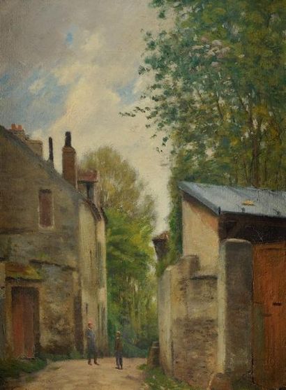 Victor VIGNON (Villers-Cotterêts 1847 - Meulan 1909) Rencontre dans une ruelle Sur...