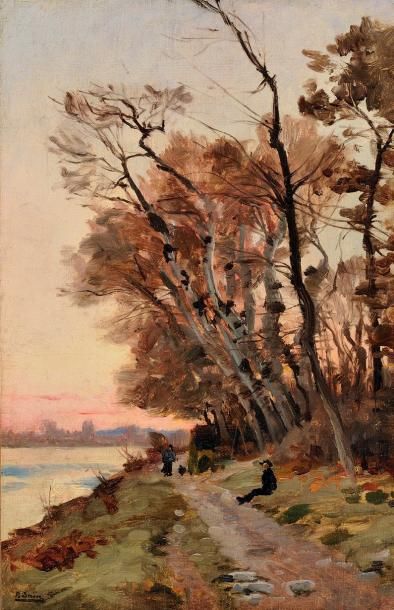 Paul SAIN (Avignon 1853 - Saint Véran d'Avignon 1908) Promenade au bord du lac Toile...