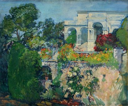 Léon CAUVY (1874-1933) Les jardins de la villa Abd-El-Tif à Alger Huile sur toile...