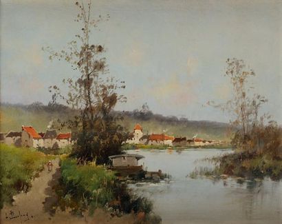 Eugène GALIEN-LALOUE sous le pseudonyme de Louis Dupuy (1854-1941) Village en bord...