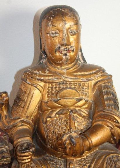 CHINE GRAND BOUDDHA en bois laqué et doré XVIIème siècle - XVIIIème siècle 49 X 20...