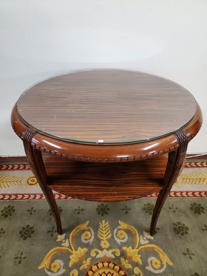 null Rosewood and mahogany veneer DESSERTE TABLE 

Glass top

Art nouveau 

BE 

H...