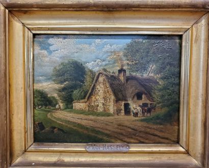 null VAN HASSELY

"the walker" and "the thatched cottage 

Pair of oil paintings...