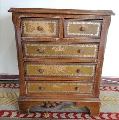 null Small JUDGE COMMODE in veneer and marquetry opening with two drawers decorated...