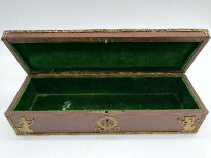 Mahogany box with brass chased decoration...