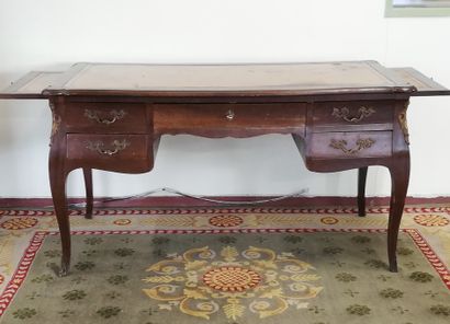 Flat desk in mahogany veneer opening with...
