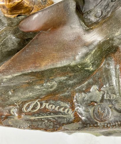 null Edouard DROUOT (1859-1945) Labour Bronze à patine mordorée, signé sur la terrasse...
