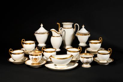 null 
PARIS

 Part of a white and gold porcelain chocolate service, including :

-A...
