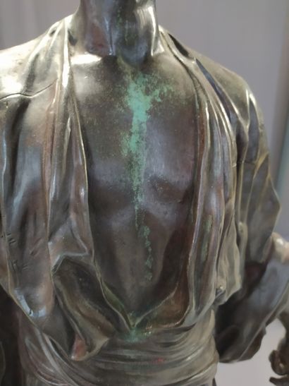null René-Charles MASSE (1855-1913) Jeune arabe, 1915 Bronze patiné signé sur la...