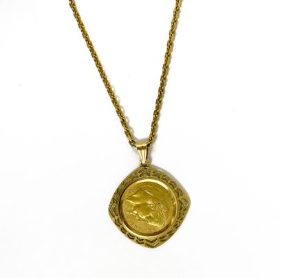 null NECKLACE adorned with a coin from 1867 presenting Napoleon III in a geometric...
