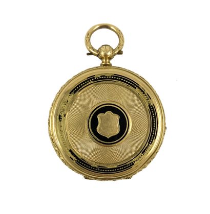 null NECK WATCH with white dial, Roman numerals. The obverse with geometric and linear...