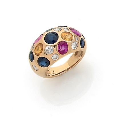 BALL RING holding a pavement of sapphires,...