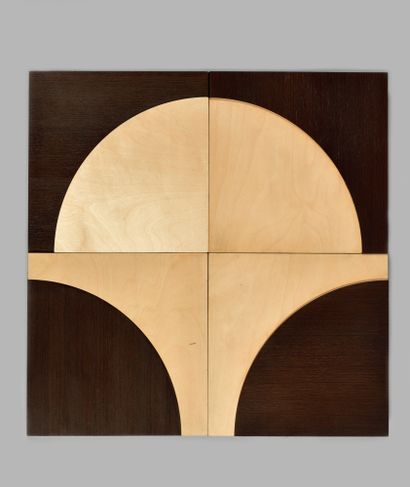 null 
CHARLES HARMAN (XXth) ODE DESIGN Comme chez vous Art Editor Square wooden panel...