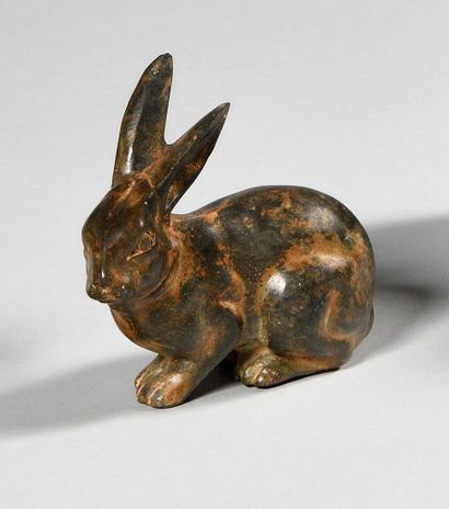 PIERRE CHENET (XXth) Hare Bronze with brown...