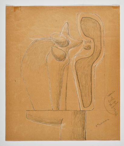 null CHARLES-EDOUARD JEANNERET known as LE CORBUSIER (1887-1965) Study for Ozon Graphite...