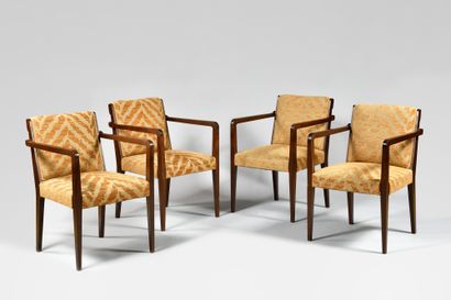 WORK OF THE 1940S Suite of four armchairs...