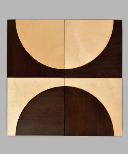 null 
CHARLES HARMAN (XXth) ODE DESIGN Comme chez vous Art Editor Square wooden panel...