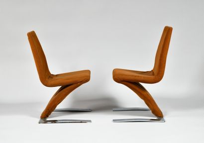 WORK OF THE 1970's Pair of Zig-Zag chairs...
