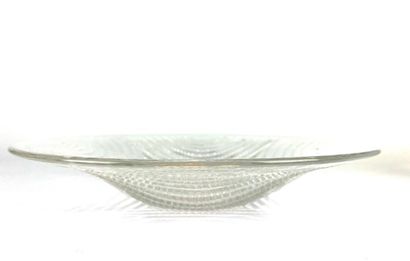 null RENE LALIQUE " Ecumes " Circular bowl in pressed glass with quarter circles...