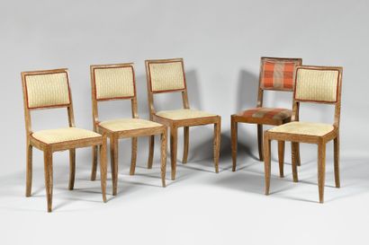 null ART DECO Suite of four chairs in oak ceruse There is a fifth chair in the model...