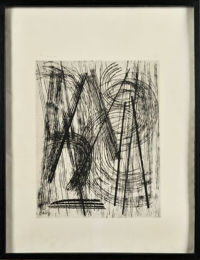 null HANS HARTUNG (1904 - 1989) Untitled, 1953 Etching on Arches wove paper, printer...