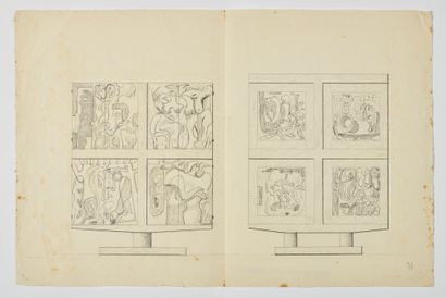 null JOSEPH SAVINA (1901-1983) Project for two cabinets, with panels inspired by...